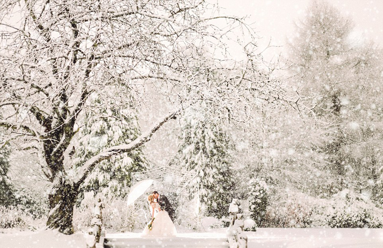 新婚夫婦暴雪婚禮 夢(mèng)幻景色似上帝禮物